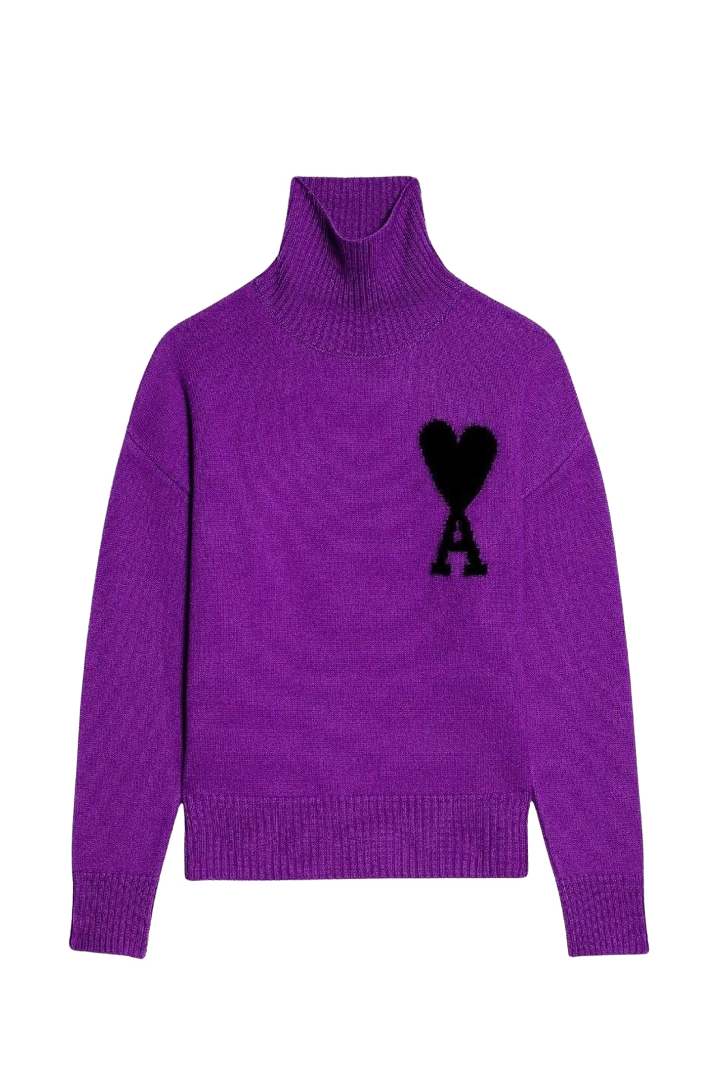 Ami de Cœur wool funnel neck jumper - Purple & Black
