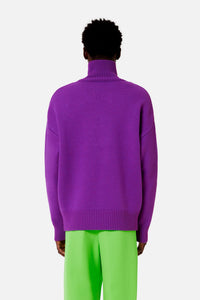 Ami de Cœur wool funnel neck jumper - Purple & Black