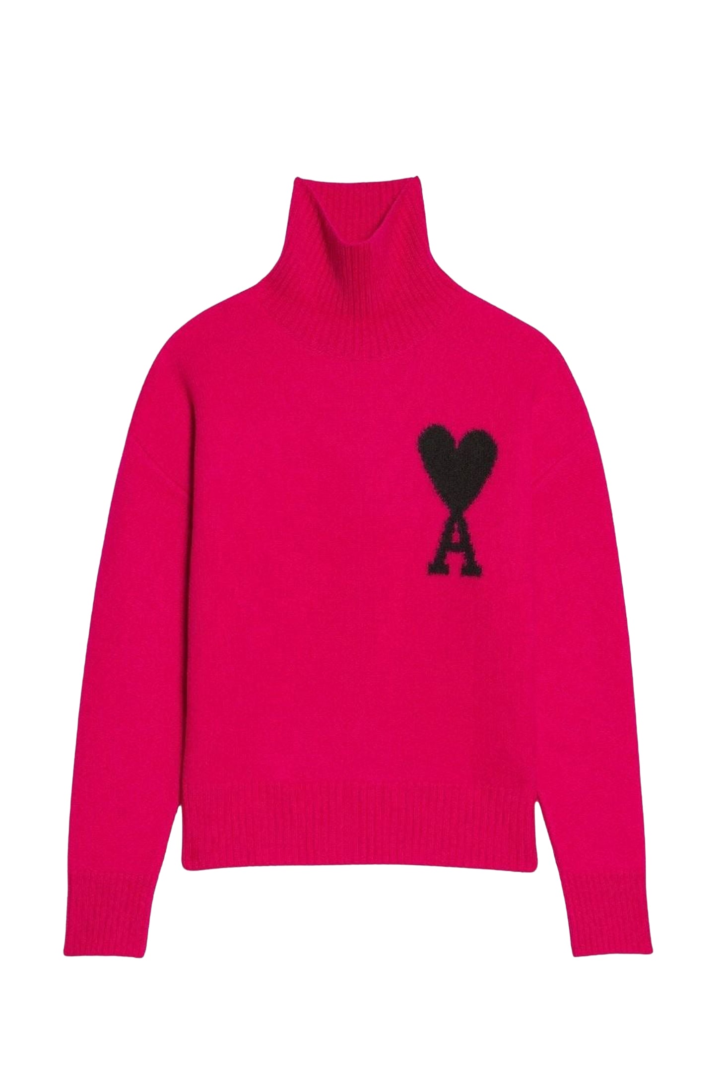 Pull col cheminée Ami de Cœur en laine - Neon Fuchsia & Black