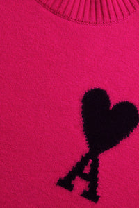 Pull col cheminée Ami de Cœur en laine - Neon Fuchsia & Black