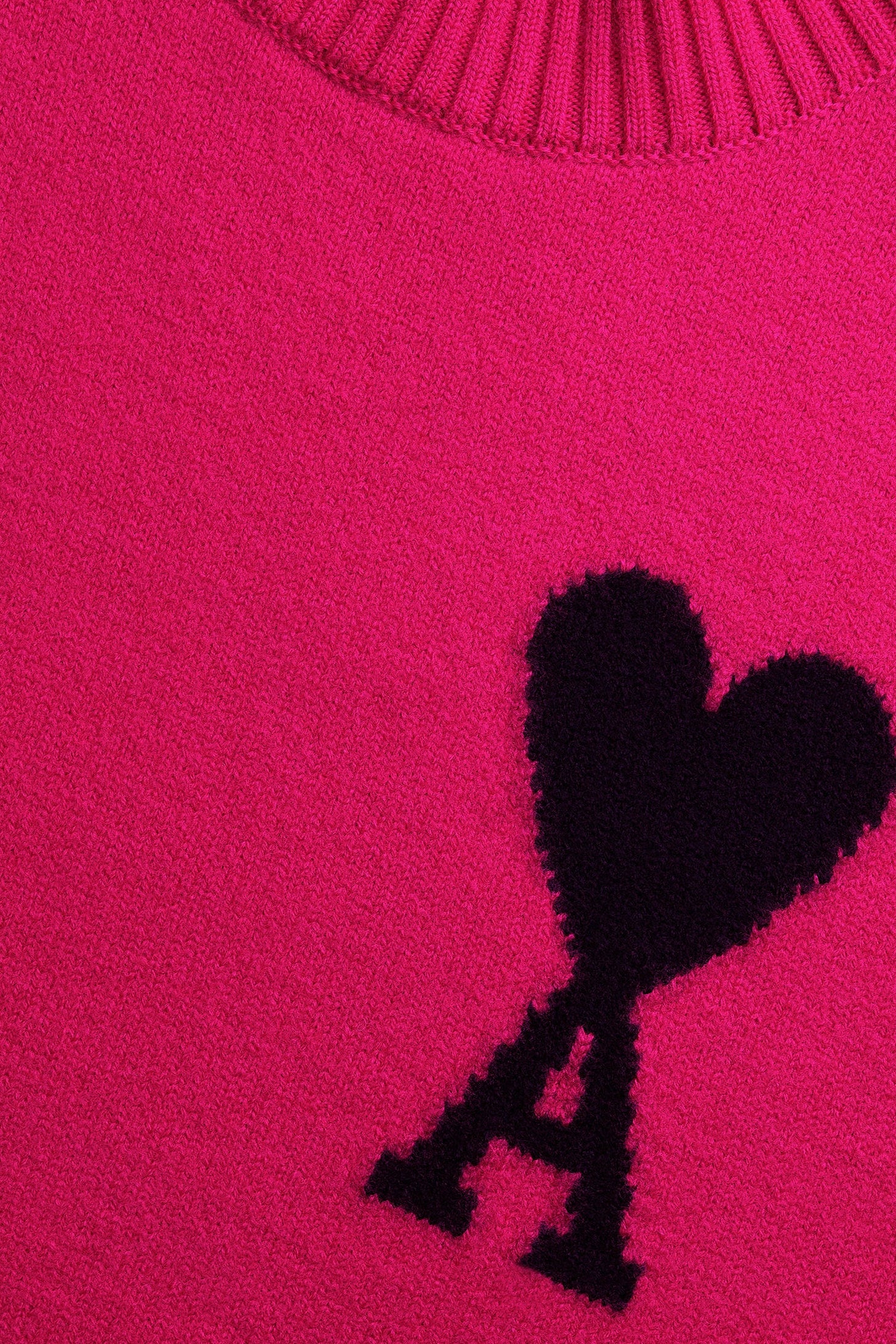 Pull col cheminée Ami de Cœur en laine - Neon Fuchsia & Black