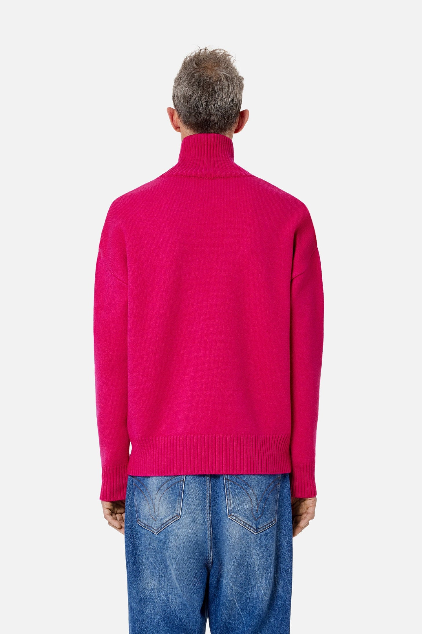 Pull col cheminée Ami de Cœur en laine - Neon Fuchsia & Black