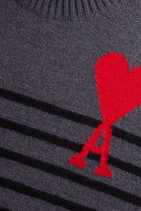 Ami de Cœur wool sailor funnel neck jumper - Grey & Black & Red