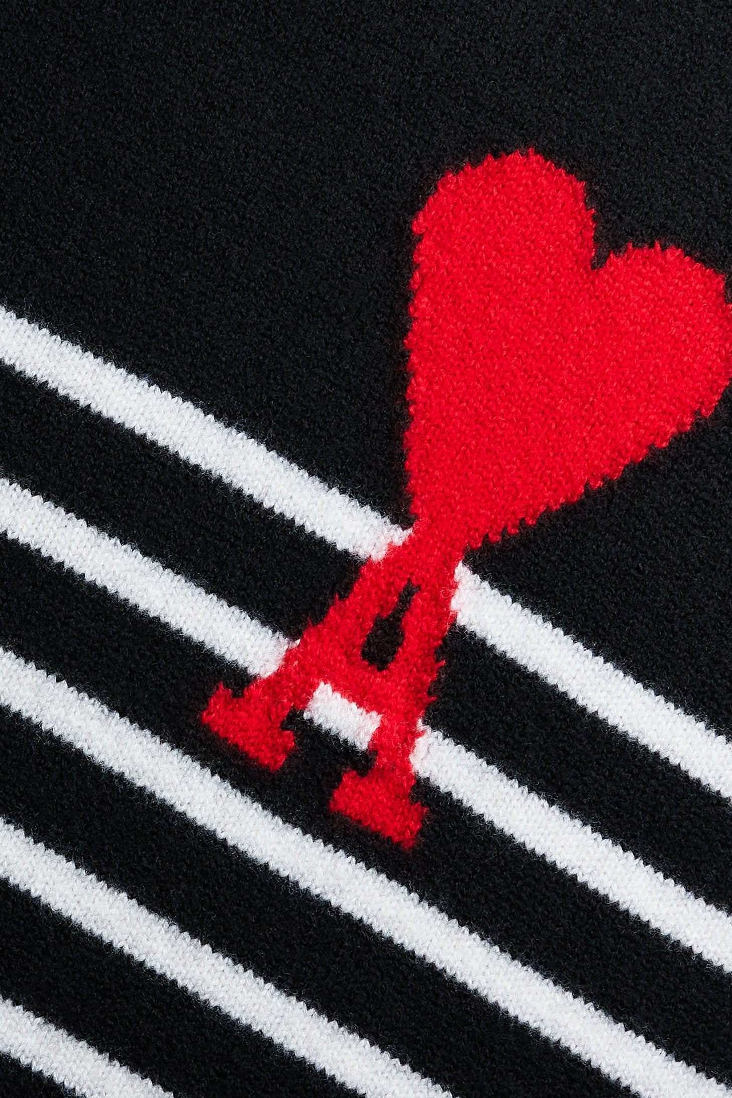Pull col cheminée marinière Ami de Cœur en laine - Black & White & Red