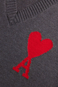 Pull sans manches Ami de Cœur en laine - Grey & Red