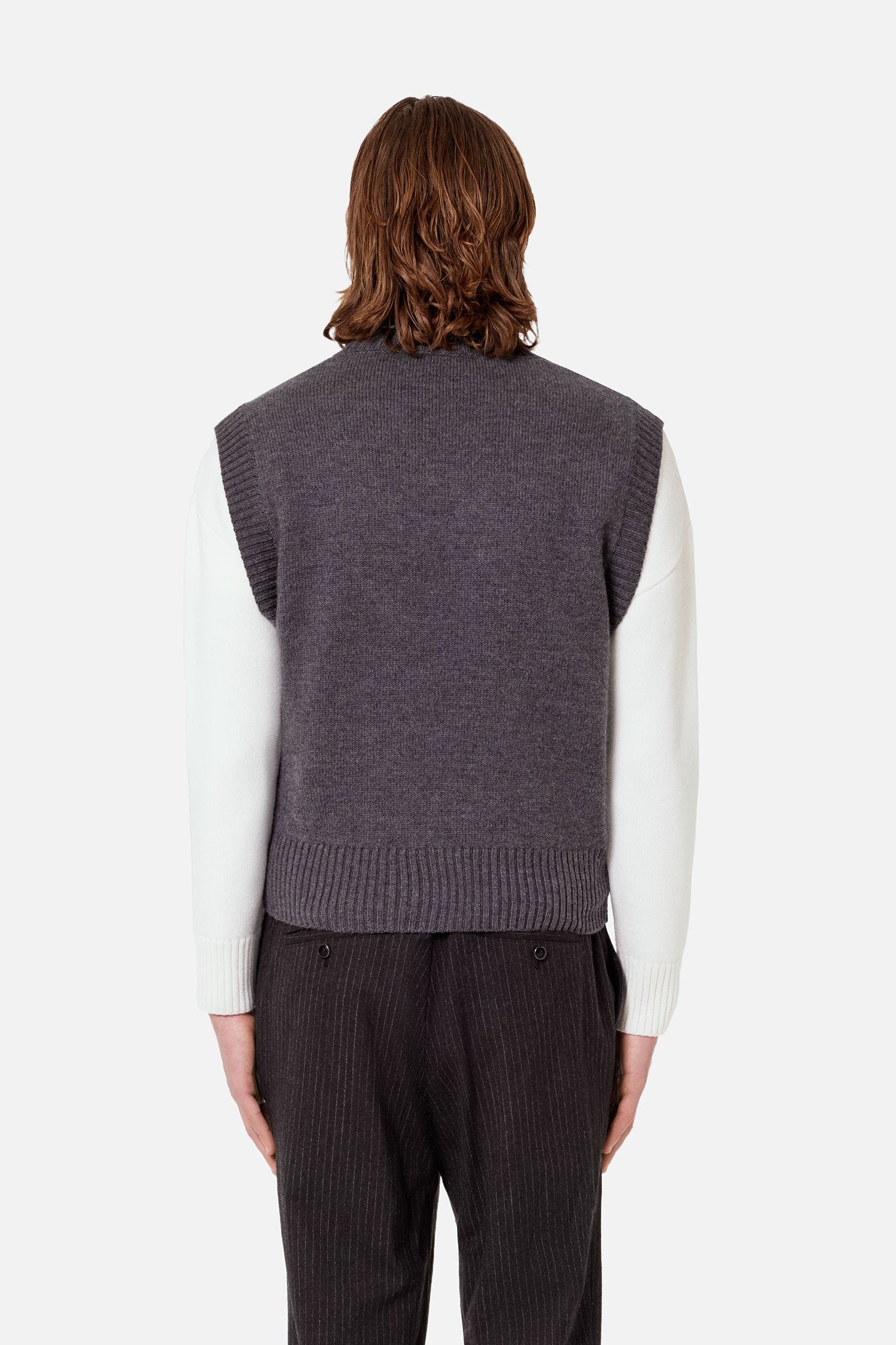 Pull sans manches Ami de Cœur en laine - Grey & Red