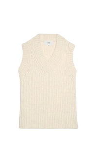 Pull à côtes texturées en laine - Ivory