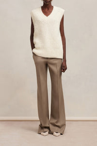 Pull à côtes texturées en laine - Ivory