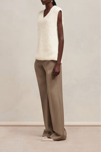 Pull à côtes texturées en laine - Ivory