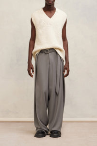 Pull à côtes texturées en laine - Ivory