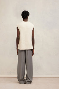 Pull à côtes texturées en laine - Ivory