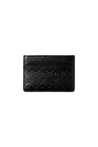 Moonogram Embossed Leather Card Holder - Noir