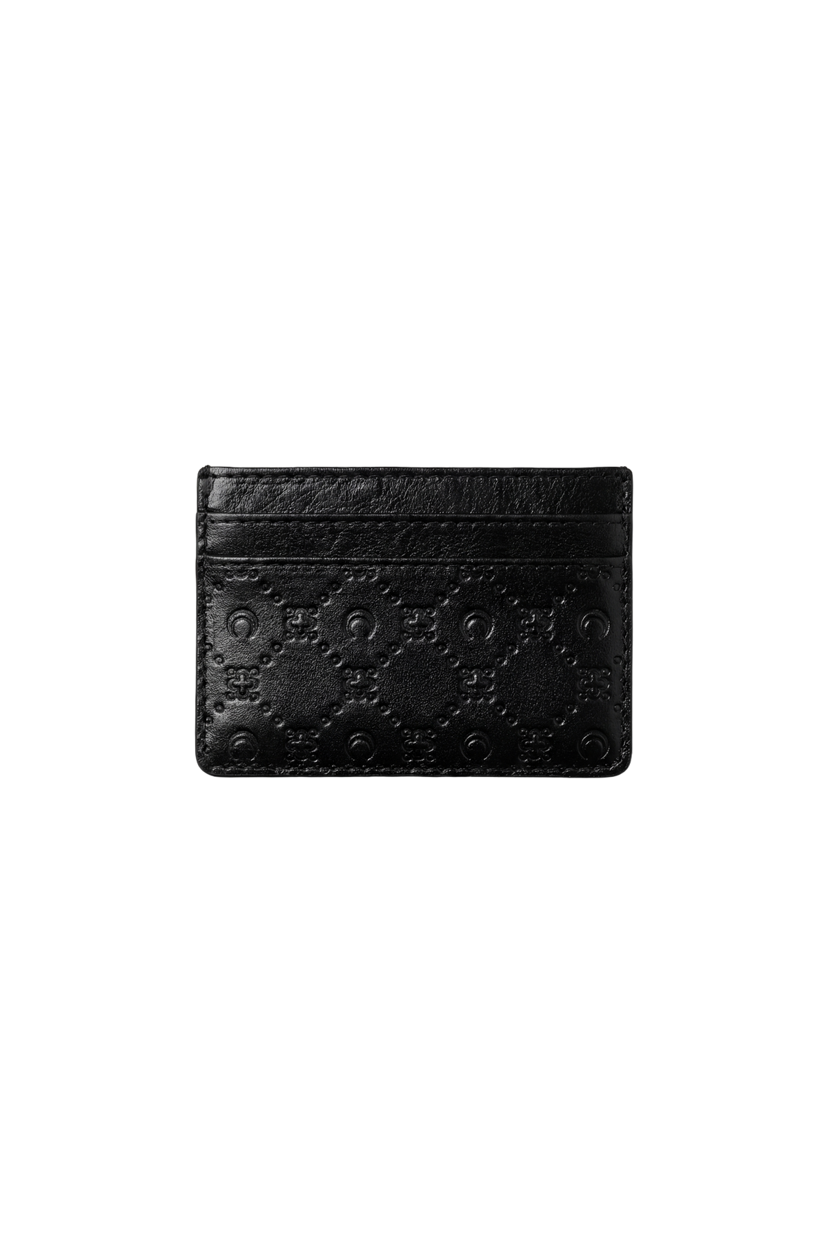 Moonogram Embossed Leather Card Holder - Noir
