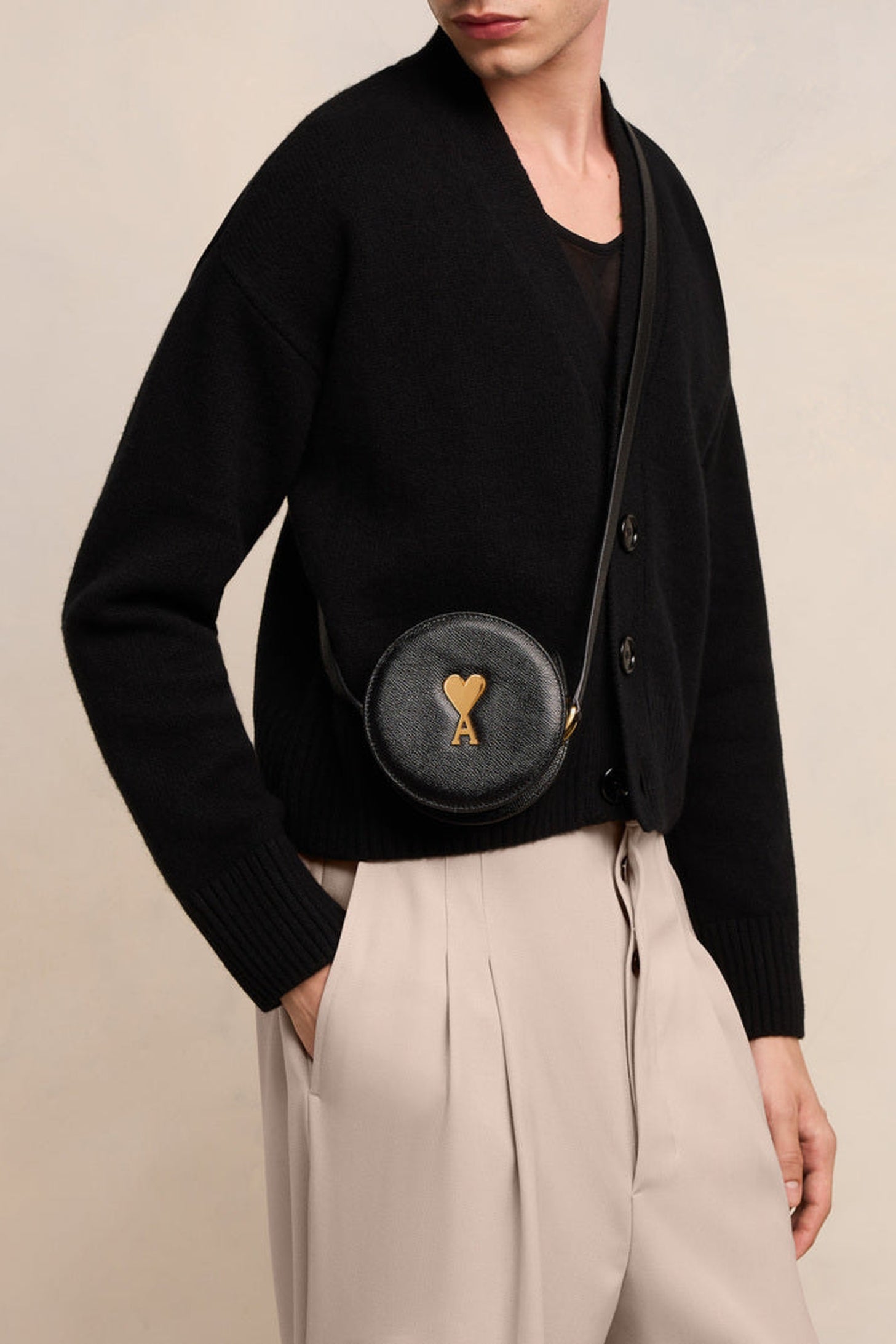 Sac rond Paris Paris en cuir - Black