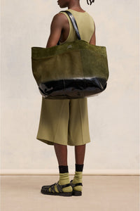 Grand cabas Est Ouest Ami en cuir - Dark Olive