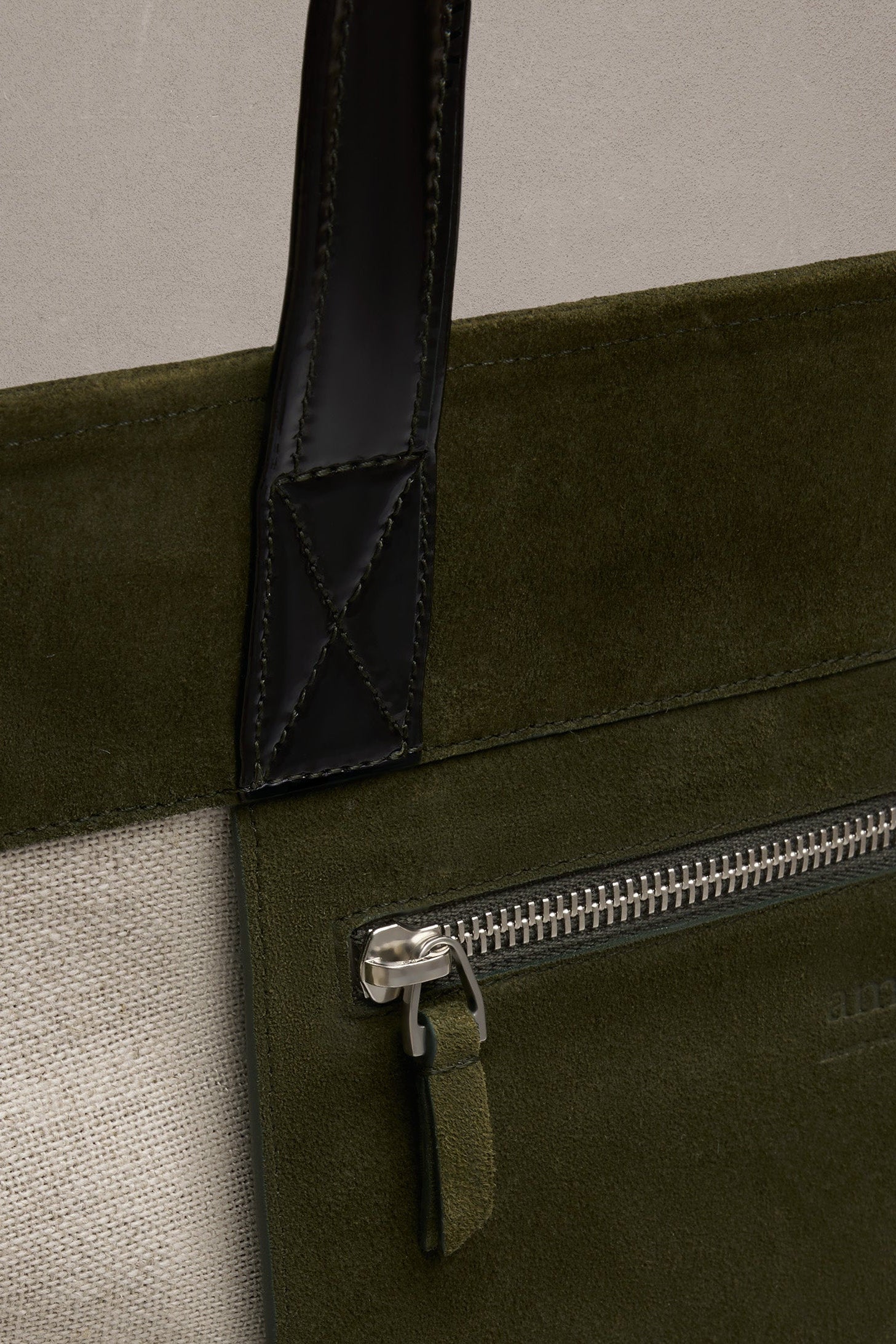 Grand cabas Est Ouest Ami en cuir - Dark Olive