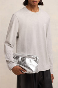 Sac porté épaule en cuir métallisé - Silver