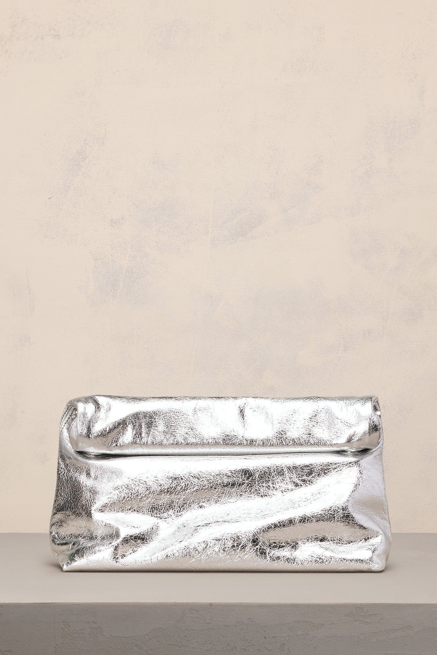 Sac porté épaule en cuir métallisé - Silver