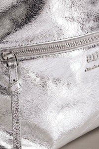 Sac porté épaule en cuir métallisé - Silver