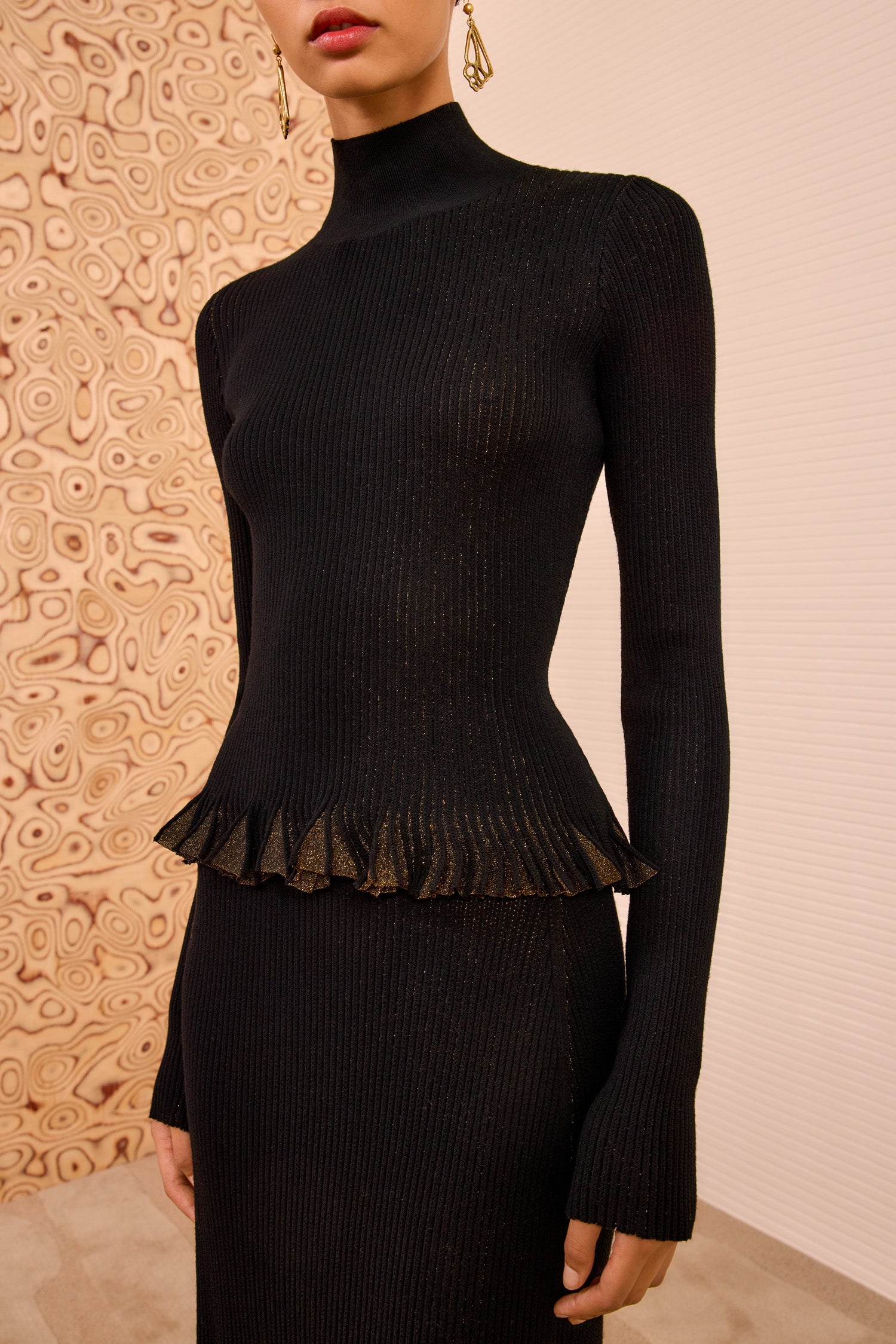 Yulia Ruffle Turtleneck Top