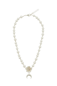 Pearls Choker Necklace With Moon Pendant - Argent