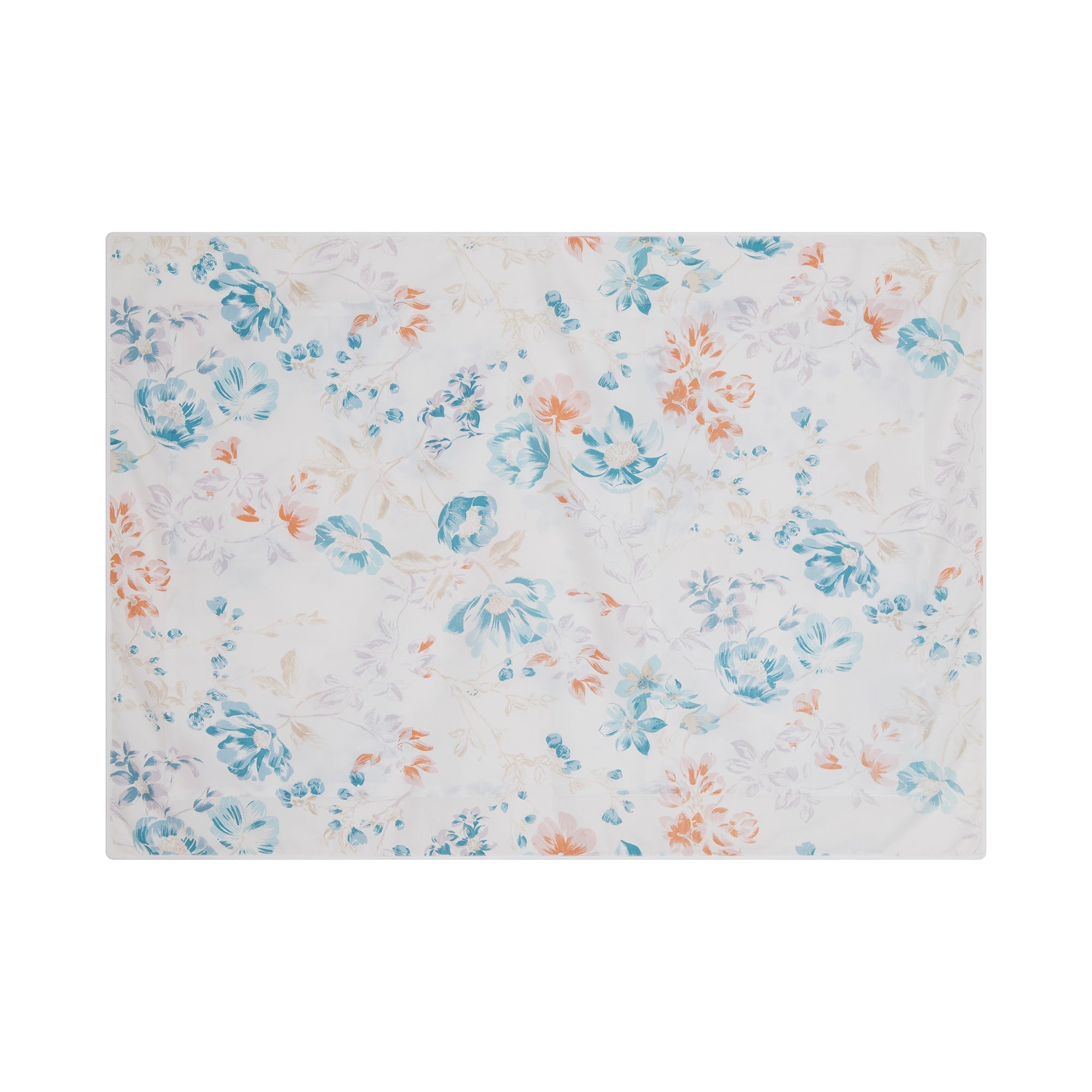 Taie d'oreiller Louise en satin de coton - Turquoise & Orange