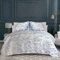 Housse de couette Fleurs d'amour en percale de coton - Bleu & Violet & Vert