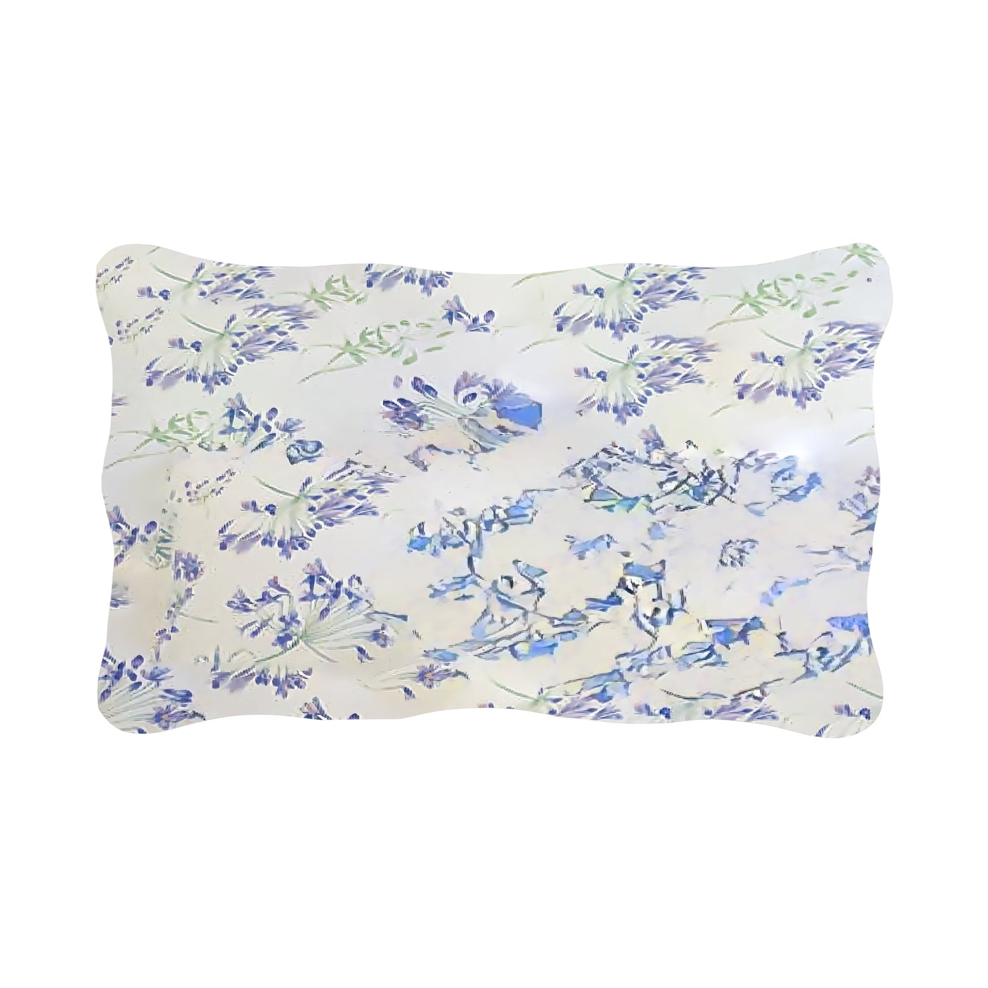 Taie d'oreiller Fleurs d'amour en percale de coton - Bleu & Violet & Vert