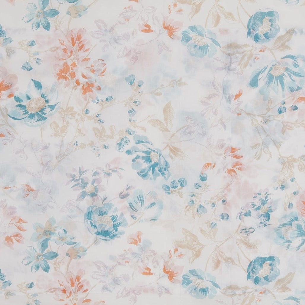 Parure de lit Louise en voile de coton - Turquoise, Orange & Beige