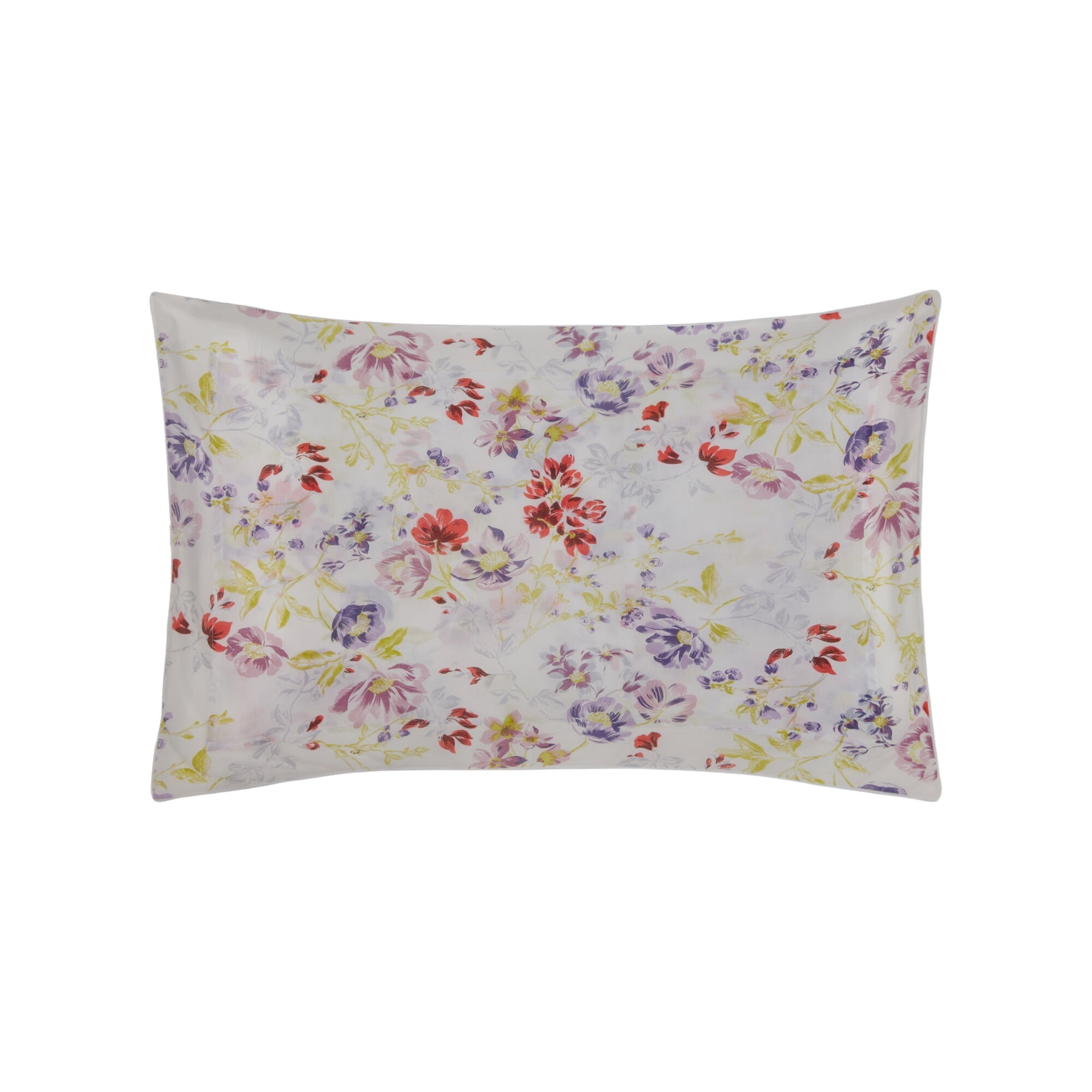 Taie d'oreiller Louise en satin de coton - Violet & rouge & Jaune