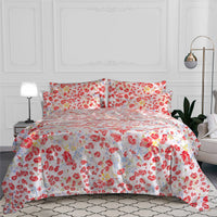 Housse de couette Coquelicots en percale de coton - Rouge & Bleu & Mauve