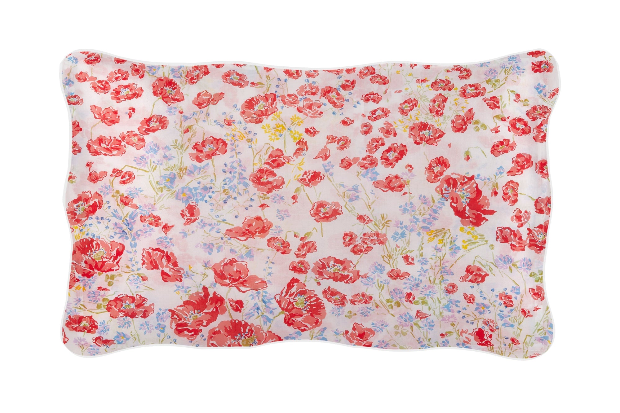 Housse de couette Coquelicots en percale de coton - Rouge & Bleu & Mauve
