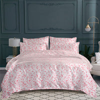 Taie d'oreiller Fleurettes en percale de coton - Rose