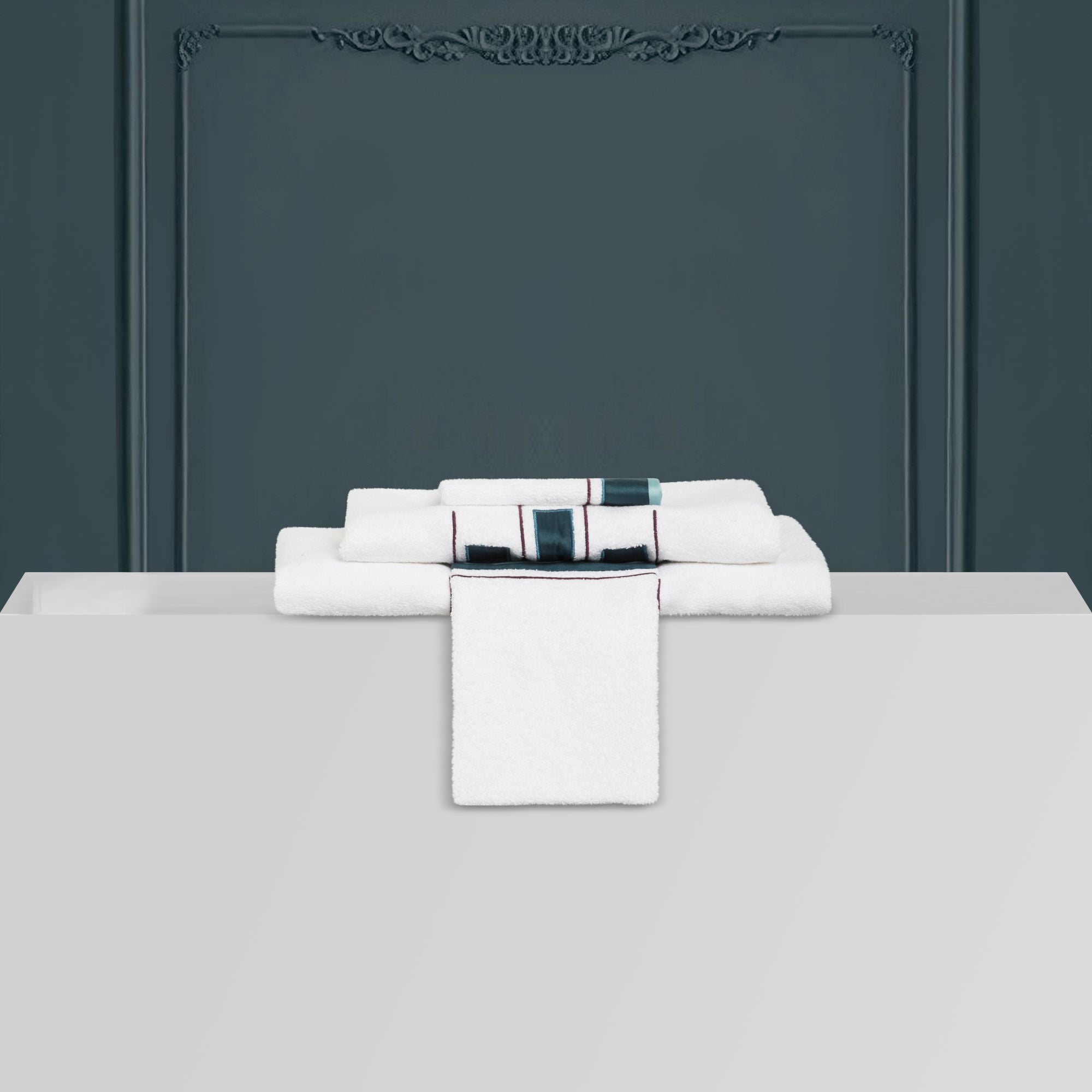 Univers de bain motif graphique - Blanc & Emeraude