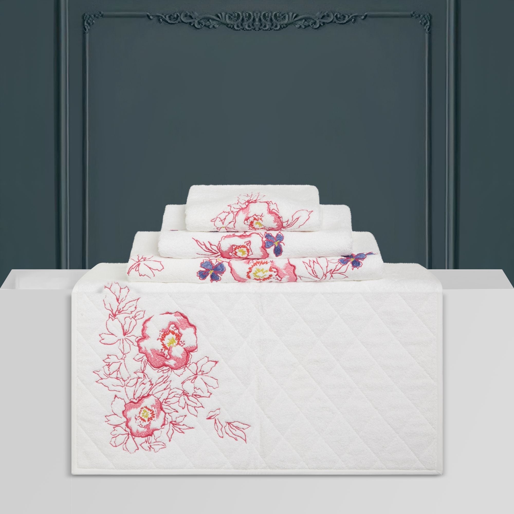 Univers de bain Pavots d'Orient - Blanc & Rouge