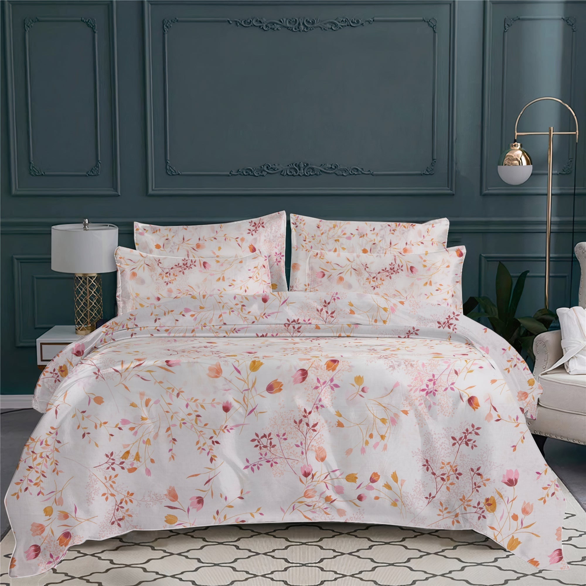 Parure de lit Equinoxe en voile de coton - Ocre, Orange, Rouge & Rose