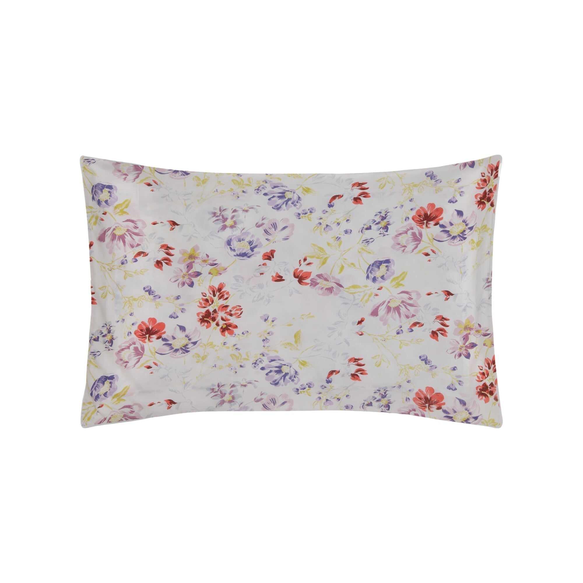Taie d'oreiller Louise en voile de coton - Violet, Rouge & Jaune