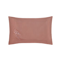 Taie d'oreiller Brindilles en satin de coton - Pêche & Rose