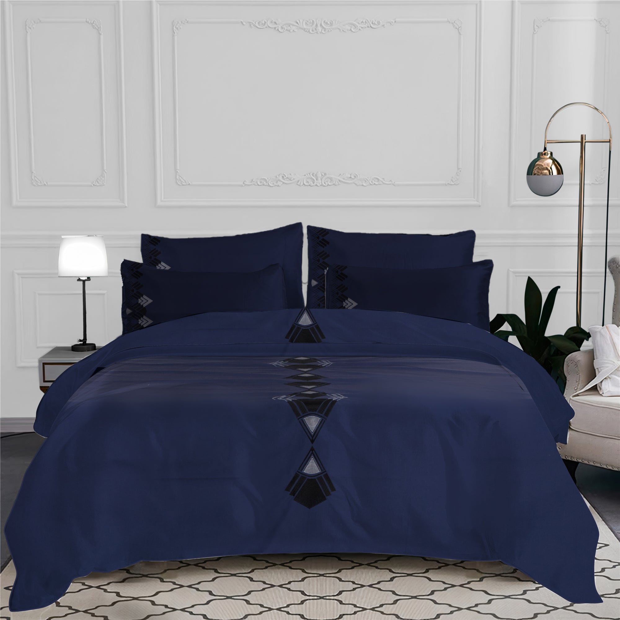 Taie d'oreiller Bijou en percale de coton - Noir & Gris