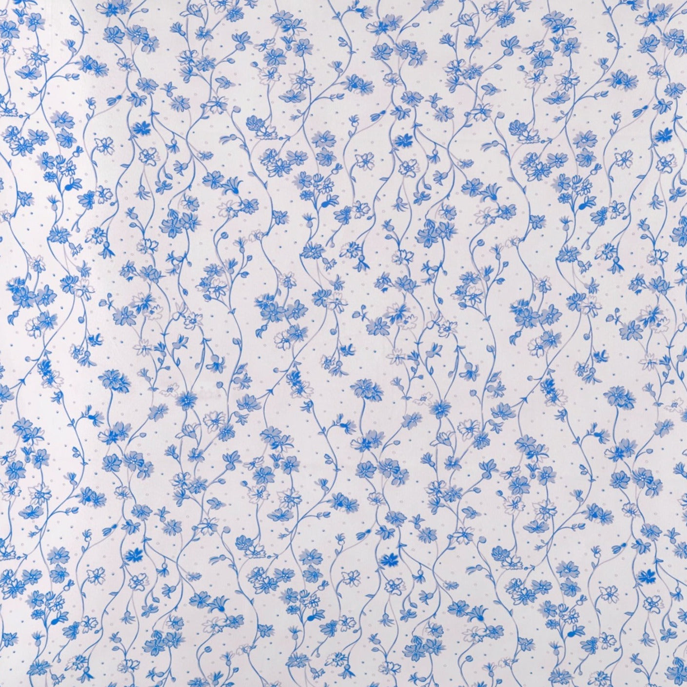 Drap de dessous Fleurettes en percale de coton - Bleu