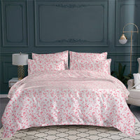 Parure de lit Fleurettes en percale de coton - Rose