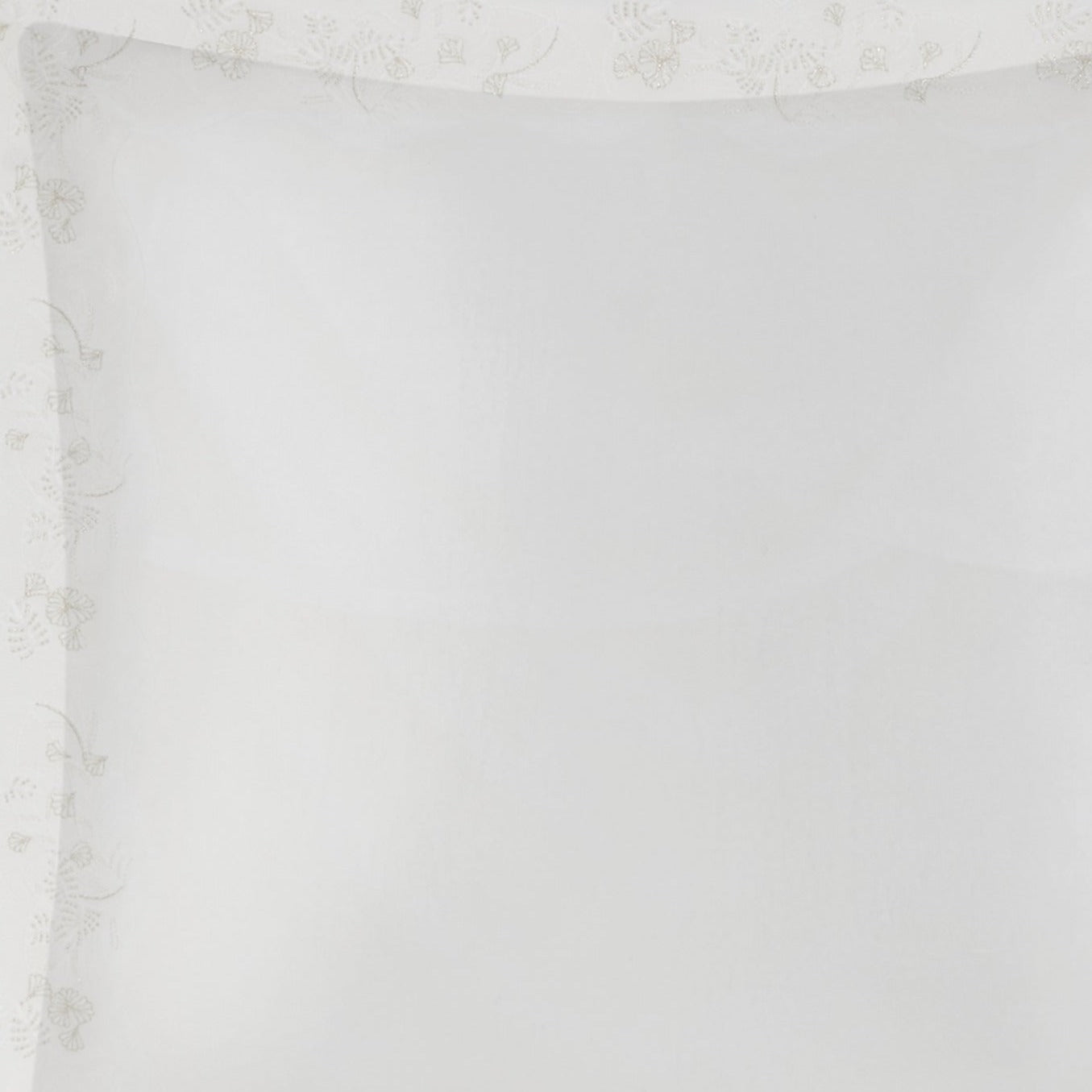 Housse de couette Oiseaux de Paradis en voile de coton - Blanc & Argent