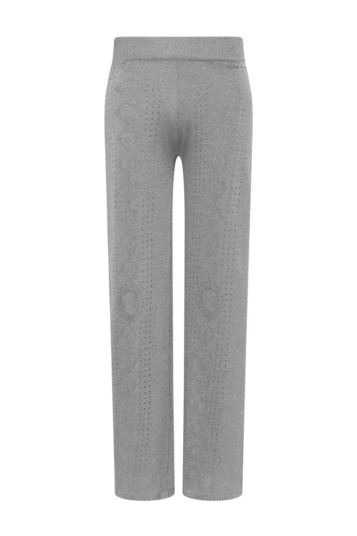 Pantalon flare en maille pointelle métallisée - Silver