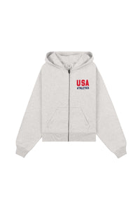 Sweat à capuche USA zippé - Heather Gray