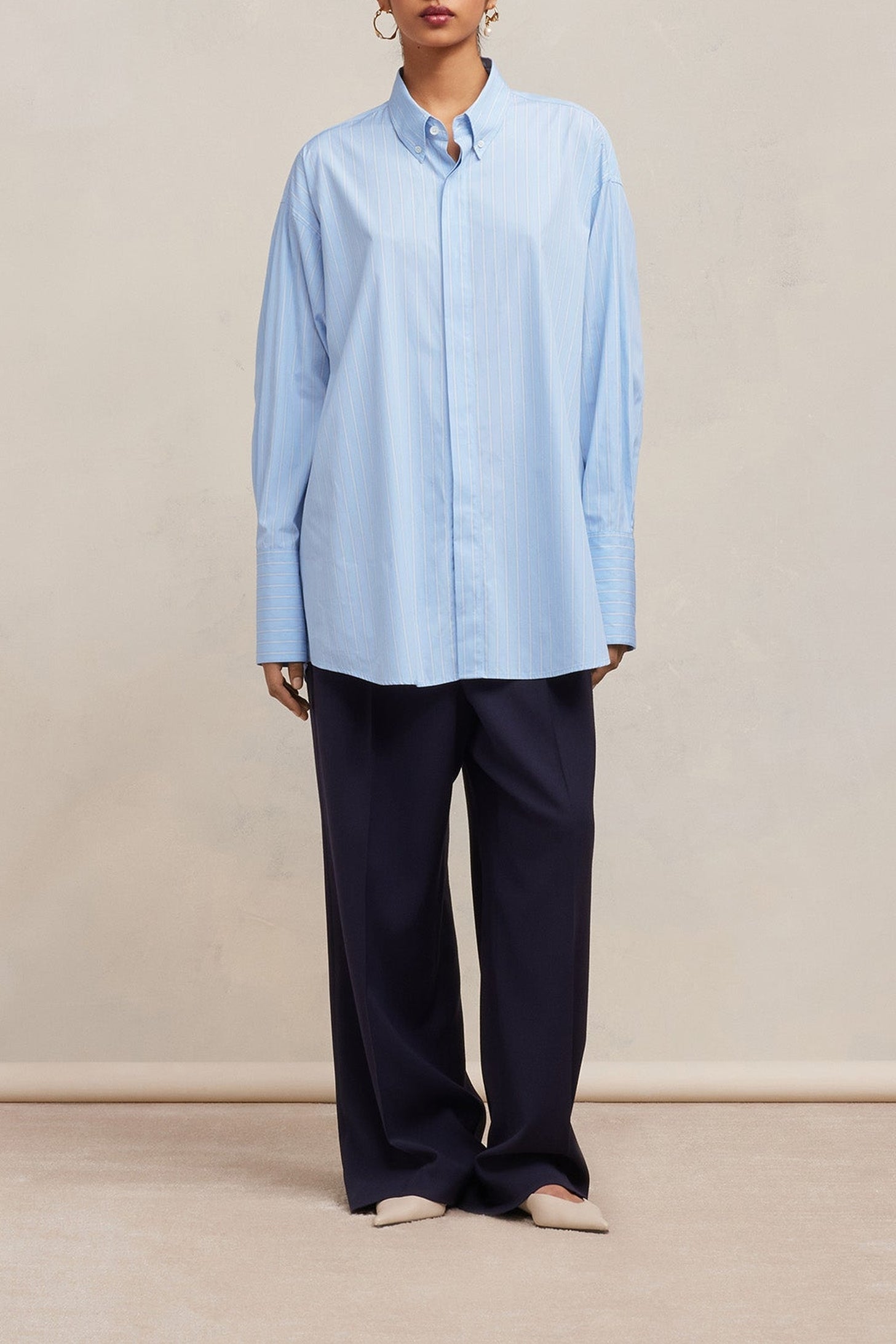 Chemise à col boutonné - Feather Blue & Ivory