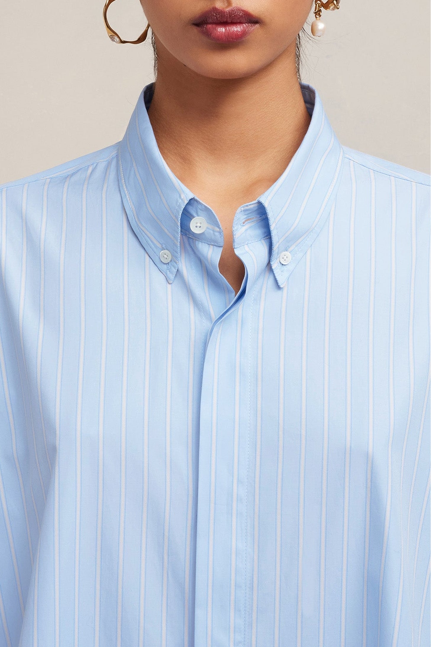 Chemise à col boutonné - Feather Blue & Ivory