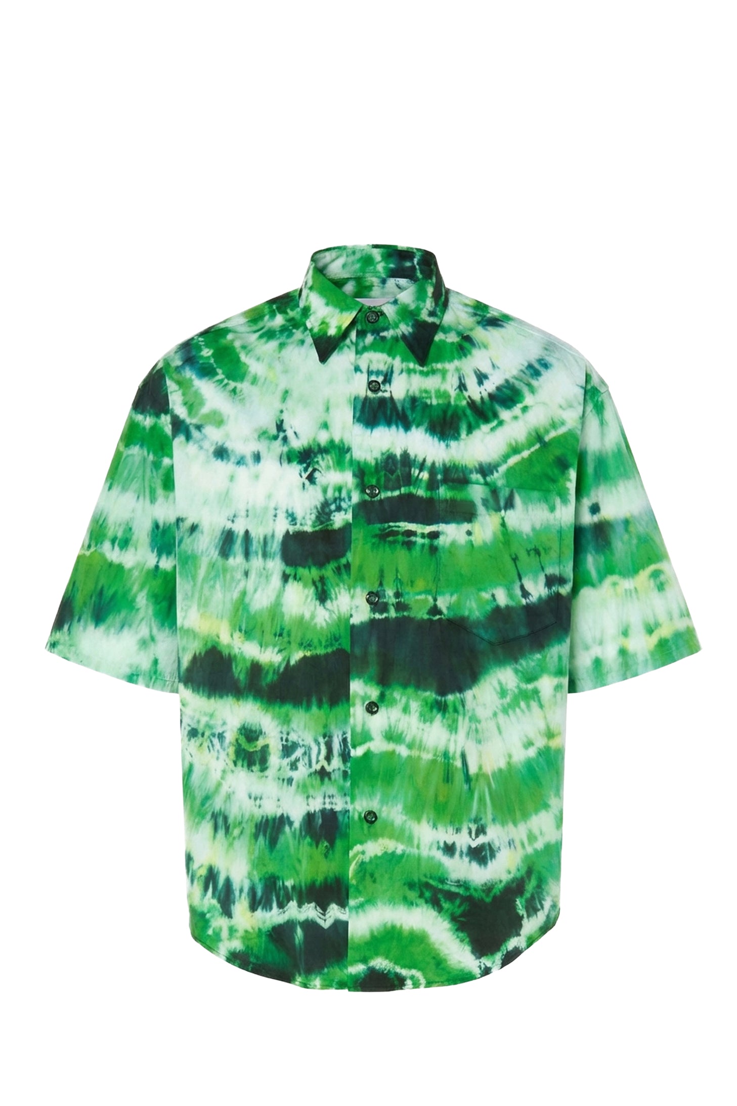 Chemise tie & dye manches courtes - Green & White