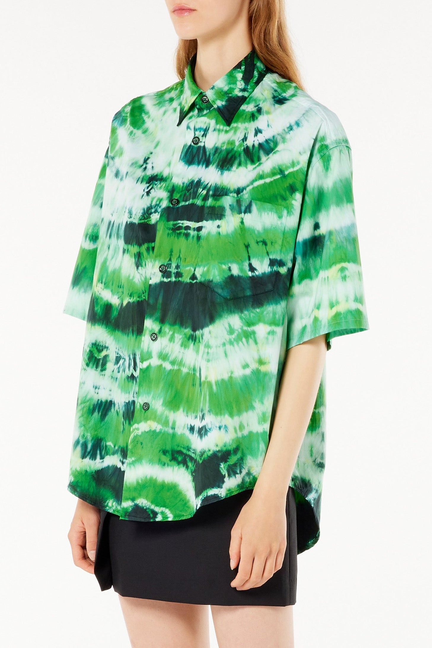 Chemise tie & dye manches courtes - Green & White