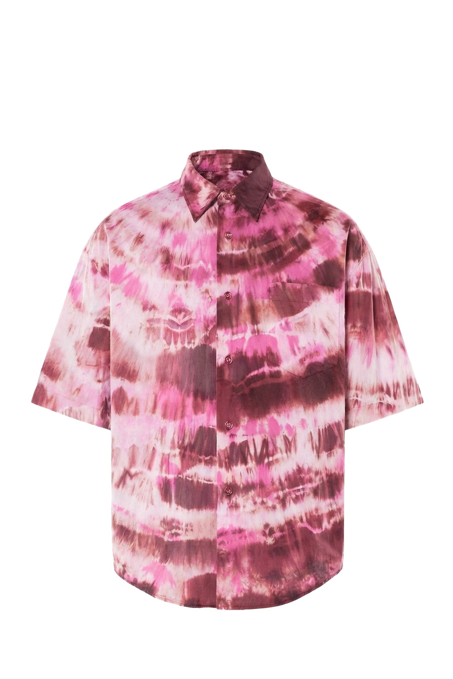 Chemise tie & dye manches courtes - Pink & White
