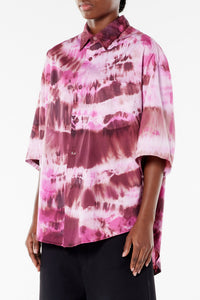 Chemise tie & dye manches courtes - Pink & White